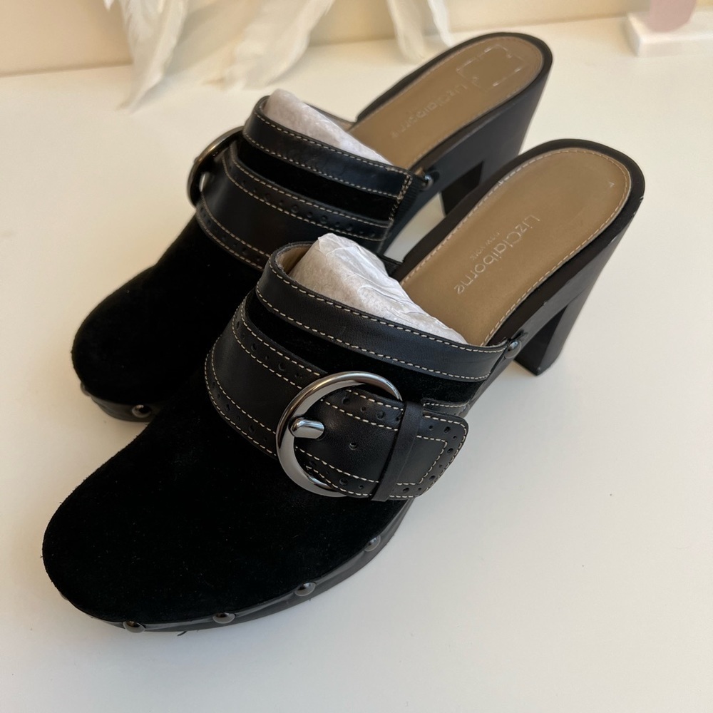 Liz Claiborne Black Suede Clogs